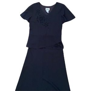 Periwinkle Black Tiered Beaded Accent Maxi Dress